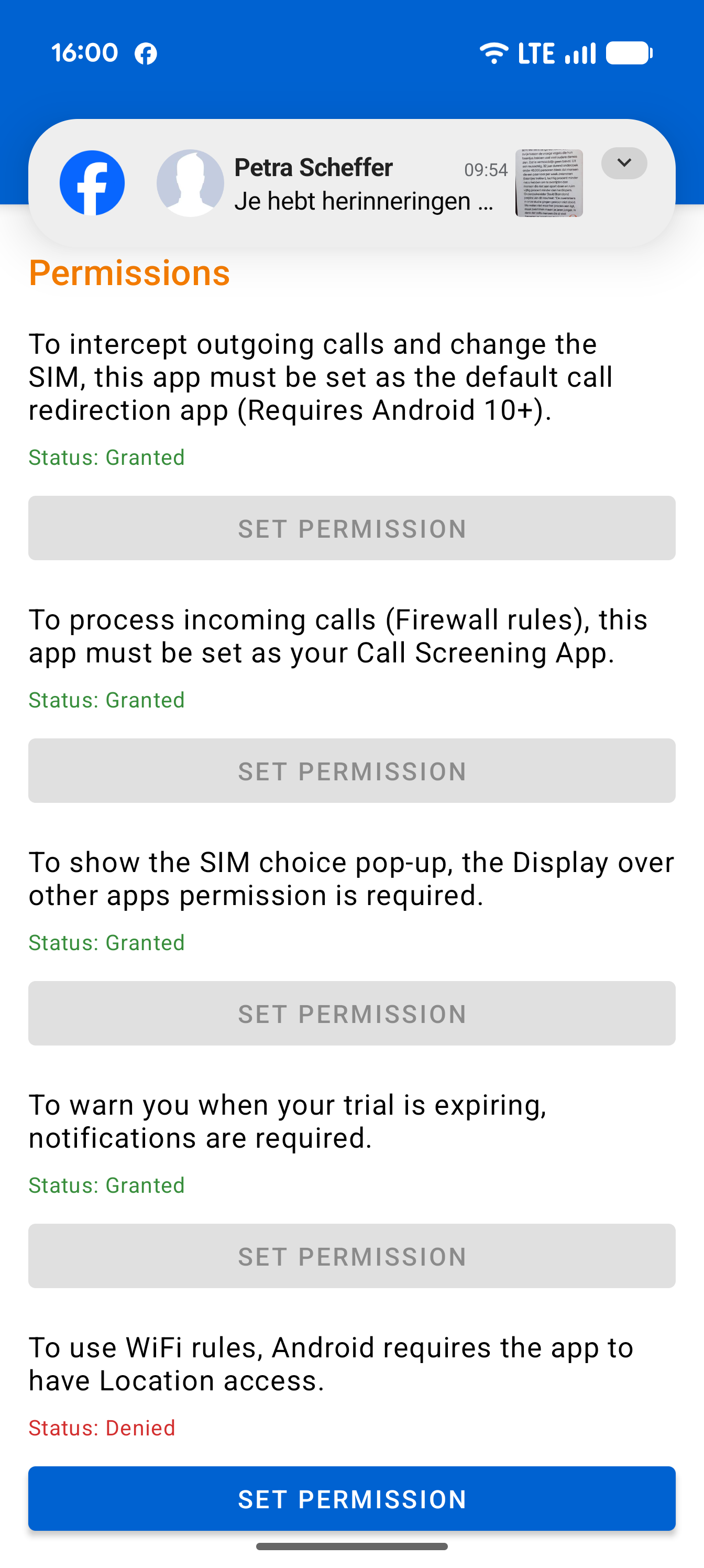 Settings Permissions