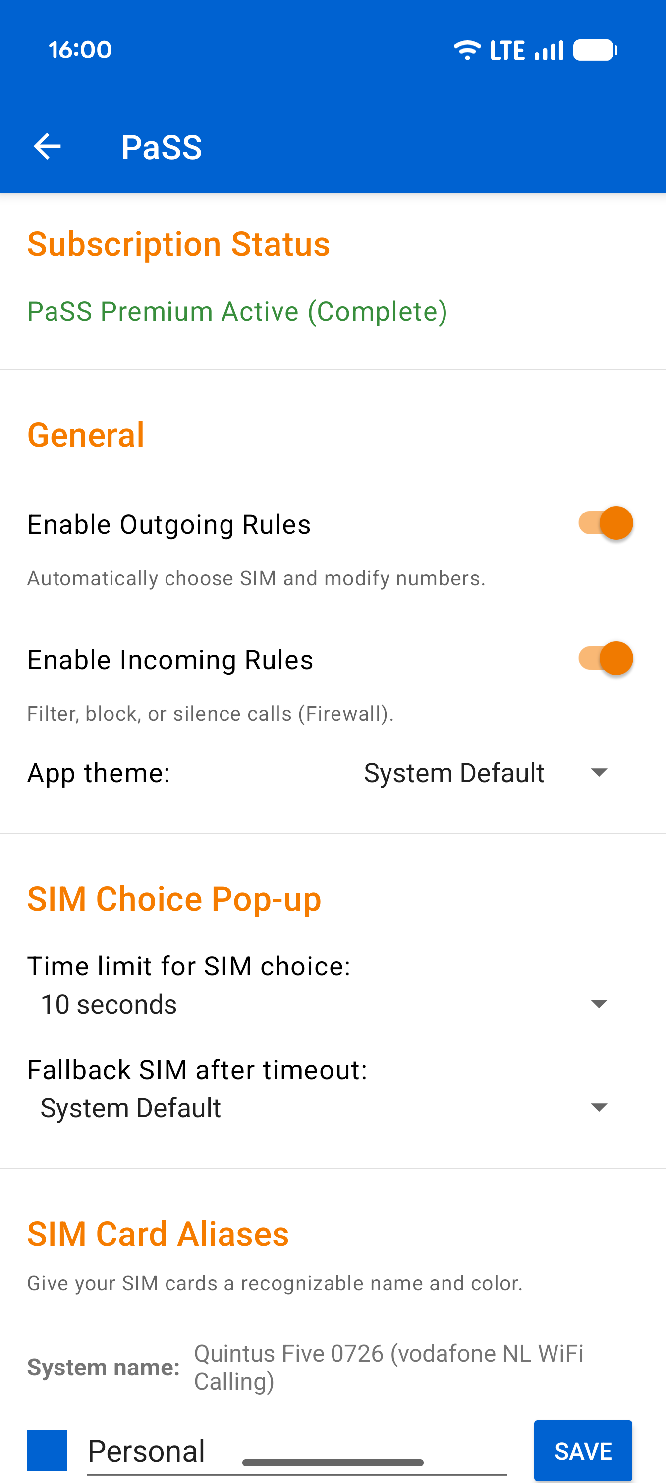 Settings Top